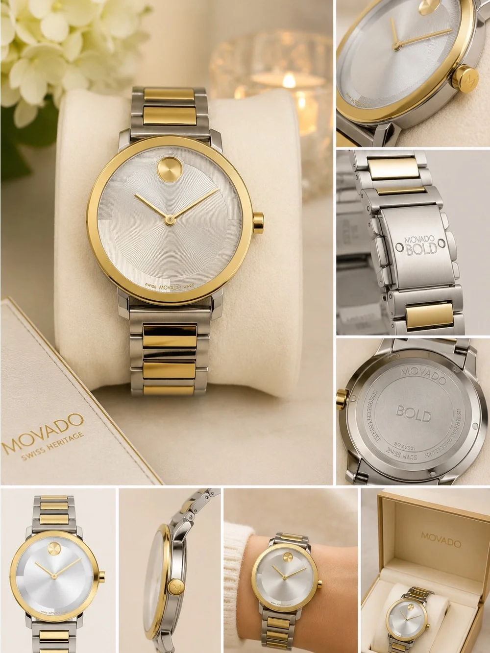 Movado Two-Tone Silver and Gold Bracelet Watch